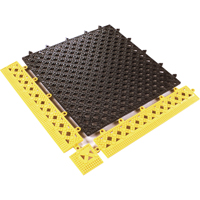 TAPIS MODULAIRE LOK-TYLE 12"X12" JAUNE NOIR, Vinyle, 1' la c, 1' lo, 9/16" &eacute;paisseur, Noir Consource