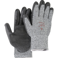 Salt & Pepper Knit Gloves With Black Palm Coating, Size Small/7, Polyurethane Coated, HPPE Shell, ANSI/ISEA 105 Level 2 Consource