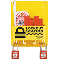 Poste de verrouillage compacte, Cadenas Thermoplastique, Capacit&eacute; de 4, Cadenas Compris Consource