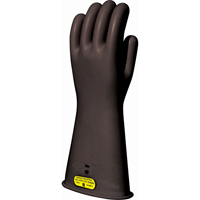 Black Natural Rubber Insulating Gloves, ASTM Class 2, Size 8, 16" L Consource