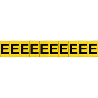 Rep&egrave;res adh&eacute;sifs &agrave; lettres individuelles, E, 1" h, Noir sur jaune Consource