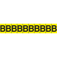 Rep&egrave;res adh&eacute;sifs &agrave; lettres individuelles, E, 1" h, Noir sur jaune Consource