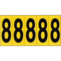 Rep&egrave;res adh&eacute;sifs &agrave; chiffres individuels, 8, 3-7/8" h, Noir sur jaune Consource