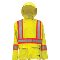 Hi-Vis FR/PU Safety Rain Jackets, Small, High Visibility Lime-Yellow Consource