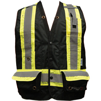 Fire Retardant Surveyor Safety Vest, Black, Small, Polyester Consource