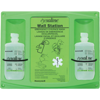 Support mural pour solution saline de douche oculaire, Double Consource
