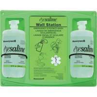 Support mural pour solution saline de douche oculaire, Double Consource