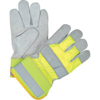 Gants d'ajusteur orange haute visibilit&eacute; doubl&eacute;s pour l'hiver, Grand, Paume en Cuir de vache refendu, Doublure en Thinsulate Consource