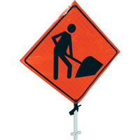 Men At Work Pole Sign, 24" x 24", Vinyl, Pictogram Consource