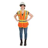 CSA Compliant High Visibility Surveyor Vest, High Visibility Orange, Medium, Polyester Consource
