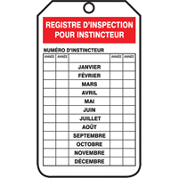 &eacute;tiquettes de s&eacute;curit&eacute; d'inspection et de contr&ocirc;le de l'&eacute;tat de l'&eacute;quipement, Plastique, 3-1/8" la x 5-7/8" h, Français Consource