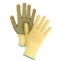 Gants tricot&eacute;s sans couture &agrave; pois, Taille T-Grand/10, Calibre 7, Rev&ecirc;tement PVC, Enveloppe en Kevlar, ASTM ANSI niveau A2/EN 388 niveau 3 Consource