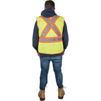 Flame-Resistant Surveyor Vest, High Visibility Lime-Yellow, Medium, Polyester Consource