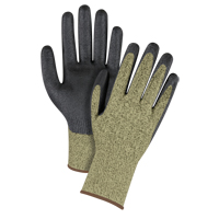 Gants &eacute;lastiques sans coutures r&eacute;sistants &agrave; la coupe noir & jaune, Taille Grand/9, Calibre 13, Rev&ecirc;tement Mousse de nitrile, Enveloppe en Aramide, ASTM ANSI niveau A6 Consource