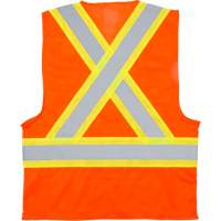 Traffic Safety Vest, High Visibility Orange, Medium, Polyester Consource