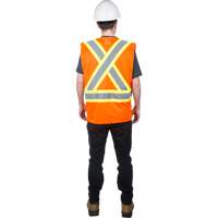 Traffic Safety Vest, High Visibility Orange, Medium, Polyester Consource