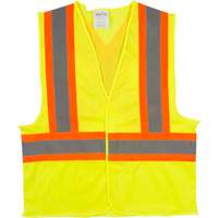 Traffic Safety Vest, High Visibility Lime-Yellow, Medium, Polyester Consource
