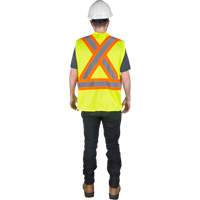 Traffic Safety Vest, High Visibility Lime-Yellow, Medium, Polyester Consource