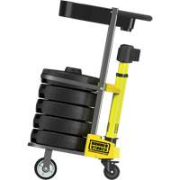 PLUS Barrier Post Cart Kit with Tray, 75' L, Metal, Yellow Consource