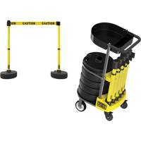 PLUS Barrier Post Cart Kit with Tray, 75' L, Metal, Yellow Consource