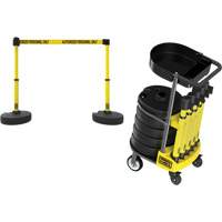PLUS Barrier Post Cart Kit with Tray, 75' L, Metal, Yellow Consource
