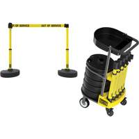 PLUS Barrier Post Cart Kit with Tray, 75' L, Metal, Yellow Consource