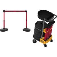 PLUS Barrier Post Cart Kit with Tray, 75' L, Metal, Red Consource