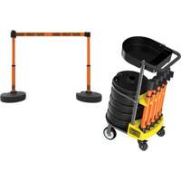 PLUS Barrier Post Cart Kit with Tray, 75' L, Metal, Orange Consource