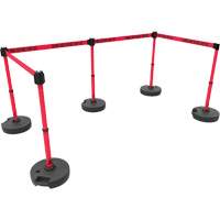 PLUS Barrier Post Set X5, Plastic, 42" H, Red Tape, 15' Tape Length Consource