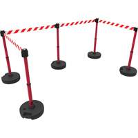 PLUS Barrier Post Set X5, Plastic, 42" H, Red Tape, 15' Tape Length Consource