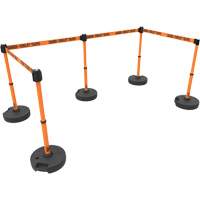 PLUS Barrier Post Set X5, Plastic, 42" H, Orange Tape, 15' Tape Length Consource