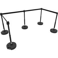 PLUS Barrier Post Set X5, Plastic, 42" H, Black Tape, 15' Tape Length Consource