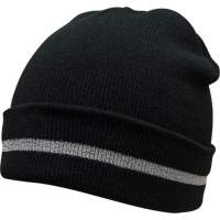 Bonnet en tricot avec bande r&eacute;fl&eacute;chissante argent&eacute;e, Taille unique, Noir Consource