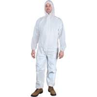 Hooded Coveralls, Medium, White, Microporous Consource