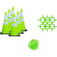 Traffic Cone & Chain Kit, 28", Green, 4" & 6" Reflective Collar(s) Consource