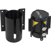 Wall Mount Barrier with Magnetic Tape, Steel, Screw Mount, 7', Black and Yellow Tape Consource