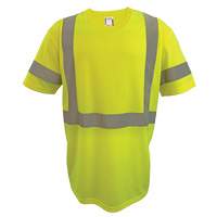 Short Sleeve Safety T-Shirt, Polyester, 2X-Large, High Visibility Lime-Yellow Consource
