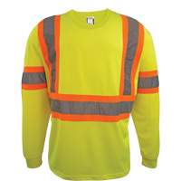 Long Sleeve Safety Shirt, Polyester, 2X-Large, High Visibility Lime-Yellow Consource