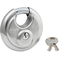 Shrouded Disc Padlock, Silver, Keyed Different, Stainless Steel, 2-3/4" Width Consource