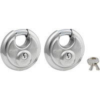 Shrouded Disc Padlocks, Silver, Keyed Alike, Stainless Steel, 2-3/4" Width Consource