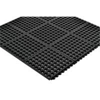 Tapis antifatigue &agrave; imbrication Cushion-Ease 550, &agrave; fentes, 3' x 3' x 3/4", Noir, Caoutchouc Consource
