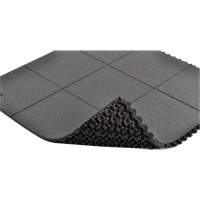Tapis antifatigue &agrave; imbrication Cushion-Ease, Rugueux, 3' x 3' x 3/4", Noir, Caoutchouc naturel Consource