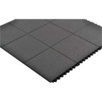 Tapis antifatigue &agrave; imbrication Cushion-Ease, Rugueux, 3' x 3' x 3/4", Noir, Caoutchouc naturel Consource