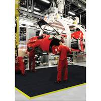 Tapis antifatigue &agrave; imbrication Cushion-Ease, Rugueux, 3' x 3' x 3/4", Noir, Caoutchouc naturel Consource