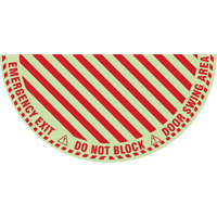 "Emergency Exit" Half Circle Swing Door Floor Sign, Adhesive, English with Pictogram Consource