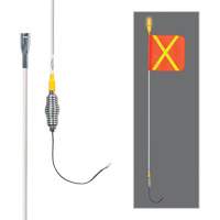 Tiges de s&eacute;curit&eacute; tout-temps de s&eacute;rie lourde avec lumi&egrave;re DEL constante Safety Whip, Fixation Ressort, Hauteur 5', Orange avec X r&eacute;fl&eacute;chissant Consource