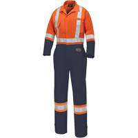 5514WBB Women's 2-Tone Safety Coveralls, X-Small, High Visibility Orange/Navy Blue Consource