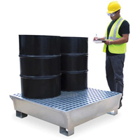4-Drum Steel Ultra-Spill Pallet&reg;, 68 US gal. Spill Capacity, 49.1" x 47.1" x 10.9" Consource