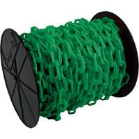 Chaîne de s&eacute;curit&eacute; en plastique robuste, Vert, Maillon de 2", 100' de long Consource