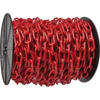 Chaîne de s&eacute;curit&eacute; en plastique robuste, Rouge, Maillon de 2", 100' de long Consource